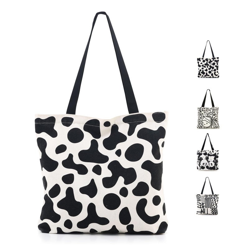 Baglemon Canvas Tote Bag for Women, Aesthetic Shoulder Handbag with Zipper & Inner Pockets - Image 1