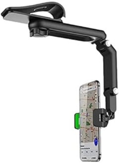 Sun Visor Phone Cradle Mount Clip for Car, 360° Rotation, Foldable and Adjustable, Anti-Slip, Collapsible Sliding Handsfree Holder Arm for Smartphones