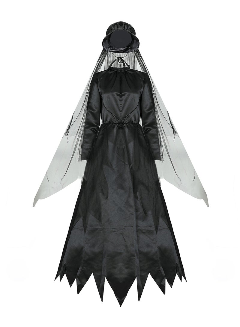 Witch Costume For Women ，Wicked Witch Black Dress Outfit ，Gothic Victorian Witch Vampire Dress，Movies And Video Games Costume For Women - Image 1