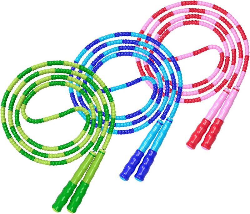 Leeboom Jump Rope, Adjustable Length Tangle-Free Segmented Soft Beaded Skipping Rope, Fitness Jump Rope for Kids, Man, and Women Weight Loss 9.2 Feet - Image 1