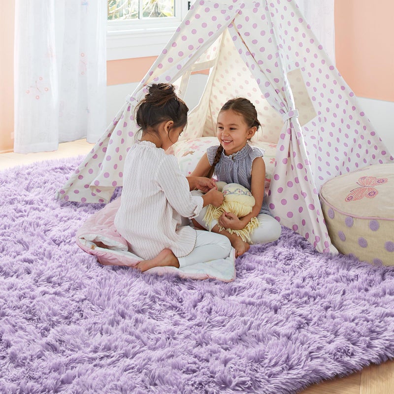 PAGISOFE Fluffy Soft Purple Rug 4' x 6' Rug, Shaggy Rugs for Bedroom Living Room,Furry Rugs for Bedroom Princess,Bedside Rug Nursery Christmas Home Decoration Shag Carpet for Kids Teen's Room - Image 2