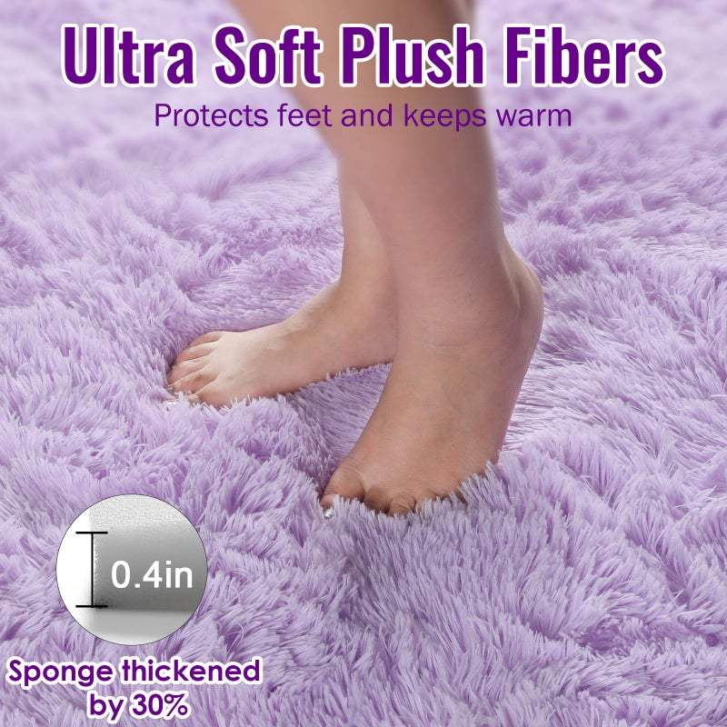 PAGISOFE Fluffy Soft Purple Rug 4' x 6' Rug, Shaggy Rugs for Bedroom Living Room,Furry Rugs for Bedroom Princess,Bedside Rug Nursery Christmas Home Decoration Shag Carpet for Kids Teen's Room - Image 3