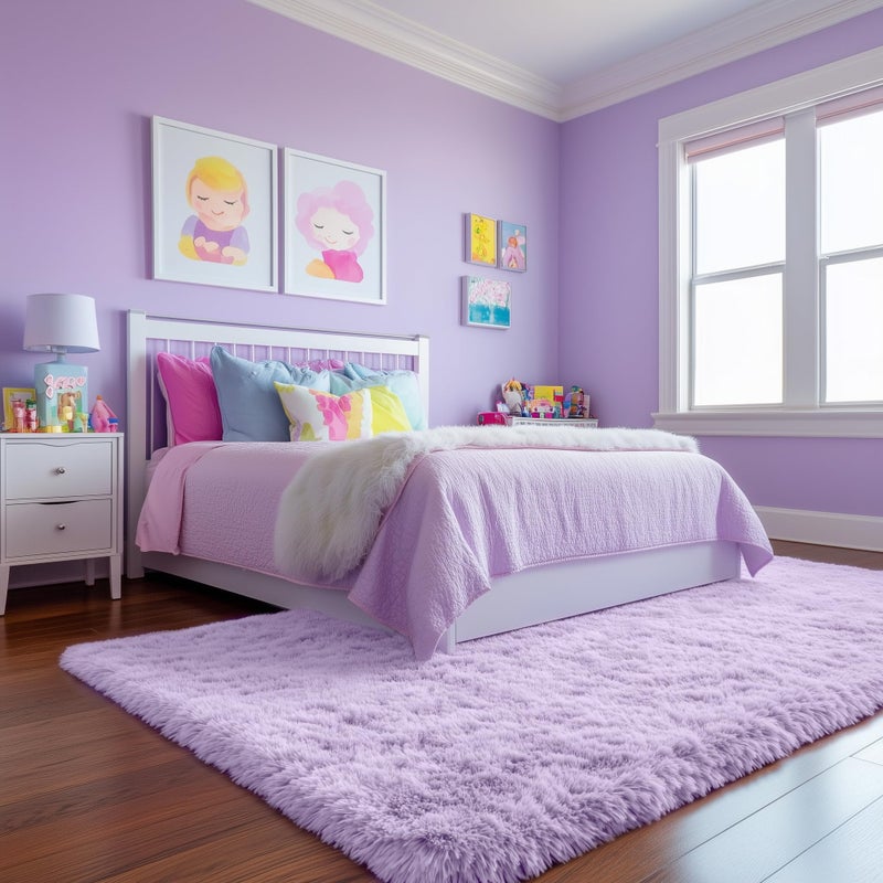 PAGISOFE Fluffy Soft Purple Rug 4' x 6' Rug, Shaggy Rugs for Bedroom Living Room,Furry Rugs for Bedroom Princess,Bedside Rug Nursery Christmas Home Decoration Shag Carpet for Kids Teen's Room - Image 4
