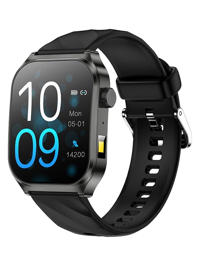 Men's new smart watch, 2.01-inch HD display, Bluetooth call, outdoor sports waterproof, health monitoring, music playback, with flashlight, voice assistant, real-time information push, long battery life, black, suitable for Android /iOS  - Image 2