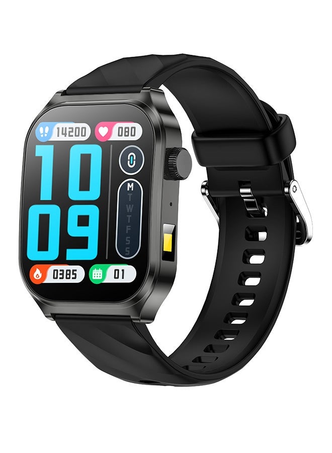 Men's new smart watch, 2.01-inch HD display, Bluetooth call, outdoor sports waterproof, health monitoring, music playback, with flashlight, voice assistant, real-time information push, long battery life, black, suitable for Android /iOS  - Image 1