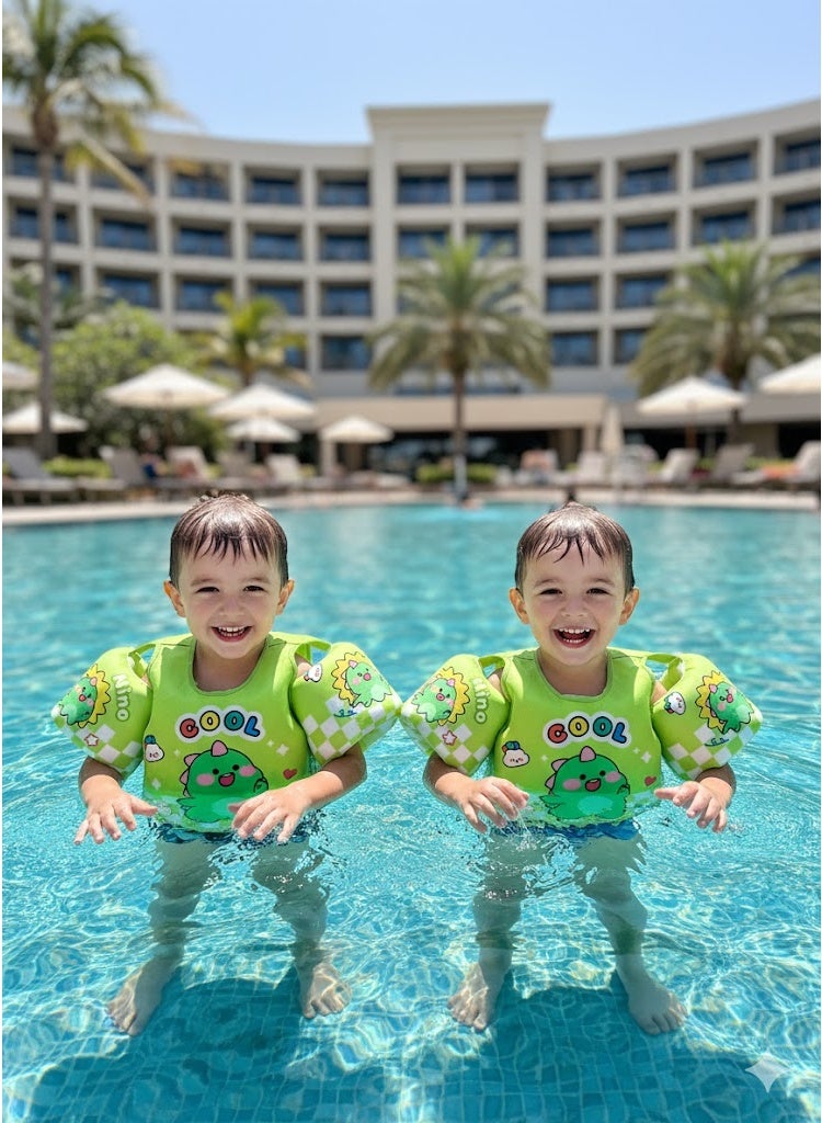 Vphom Toddler Swim Vest for Kids 20–50 lbs (10–23 kg), Cartoon Water Wings Floaties with Arm Bands, Shoulder Straps & Safety Buckle – Non-Inflatable Swim Float Vest for Children Learning to Swim - Image 3