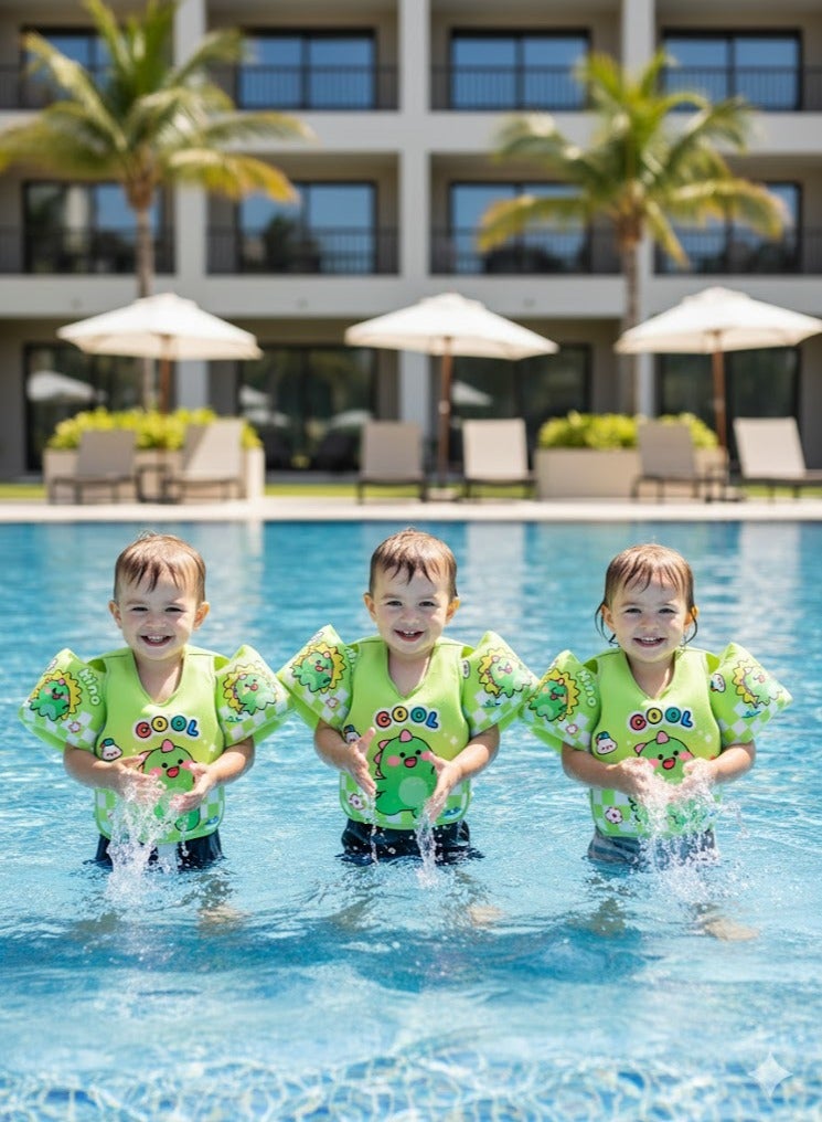 Vphom Toddler Swim Vest for Kids 20–50 lbs (10–23 kg), Cartoon Water Wings Floaties with Arm Bands, Shoulder Straps & Safety Buckle – Non-Inflatable Swim Float Vest for Children Learning to Swim - Image 4