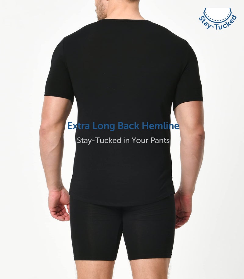 Comfneat Men's 3-Pack Undershirts Stretchy Cotton Spandex V-Neck T-Shirts (Black V-Neck 3-Pack, XL) - Image 3