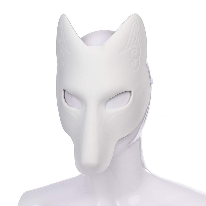 Himine DIY White Fox Cosplay Mask Animal Costume Mask for Party 2 Pcs - Image 4