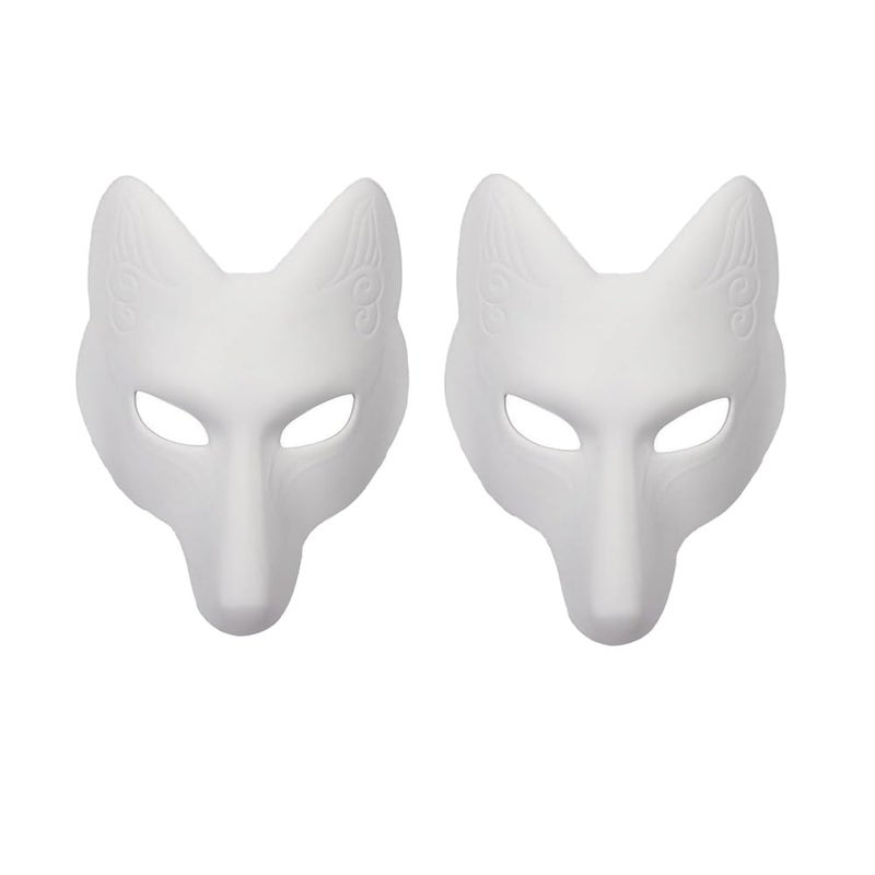 Himine DIY White Fox Cosplay Mask Animal Costume Mask for Party 2 Pcs - Image 1