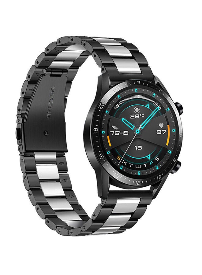 NIBEMINENT Replacement Stainless Steel Band For Smartwatch Black/Silver