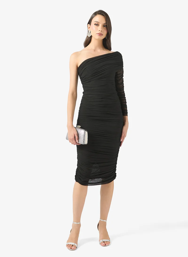 Ruched One-Shoulder Dress