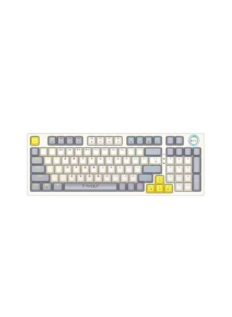 M MIAOYAN M MIAOYAN new T50 mechanical keyboard green axis three-color keyboard e-sports RGB three-mode wired keyboard  - Image 1