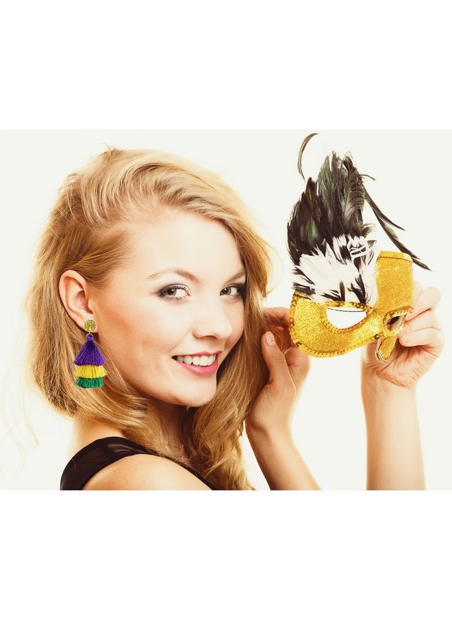 INENIMARTJ - Mardi Gras Earrings For Women,Mardi Gras Dangle Earrings Mardi Gras Accessories Carnival Earrings Mardi Gras Jewelry For Fat Tuesday Celebrations Cosplay Party (A) - Image 1