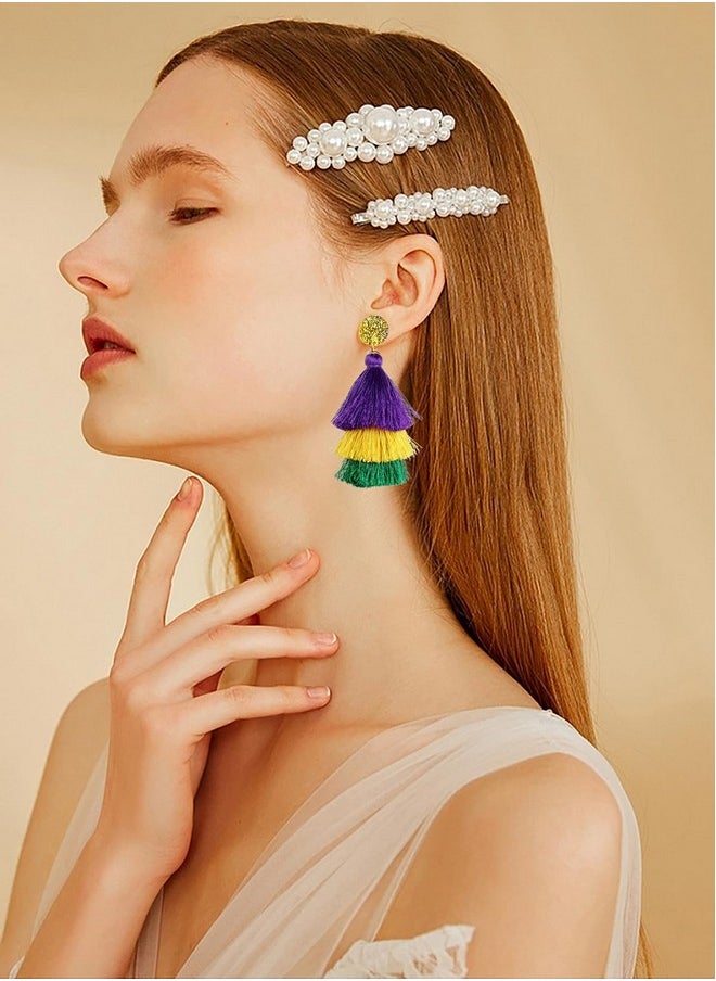INENIMARTJ - Mardi Gras Earrings For Women,Mardi Gras Dangle Earrings Mardi Gras Accessories Carnival Earrings Mardi Gras Jewelry For Fat Tuesday Celebrations Cosplay Party (A) - Image 1
