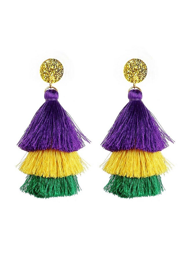 INENIMARTJ - Mardi Gras Earrings For Women,Mardi Gras Dangle Earrings Mardi Gras Accessories Carnival Earrings Mardi Gras Jewelry For Fat Tuesday Celebrations Cosplay Party (A) - Image 1