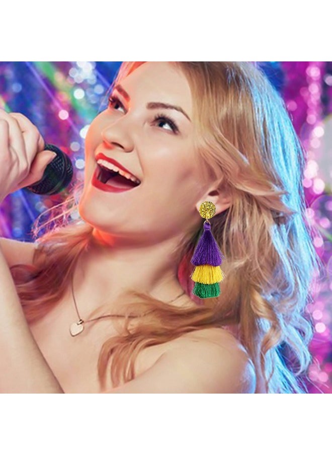 INENIMARTJ - Mardi Gras Earrings For Women,Mardi Gras Dangle Earrings Mardi Gras Accessories Carnival Earrings Mardi Gras Jewelry For Fat Tuesday Celebrations Cosplay Party (A) - Image 1