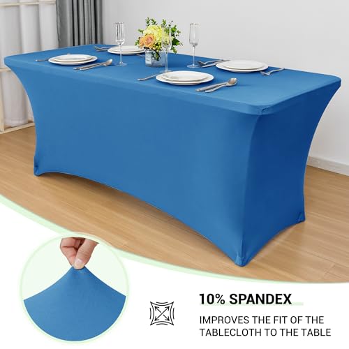 Obstal 6ft Stretch Spandex Table Cover for Standard Folding Tables 2 Pack Universal Rectangular Fitted Tablecloth Protector for Wedding Banquet and Party72L x 30W x 30H Inches Aqua 2pc - Image 3
