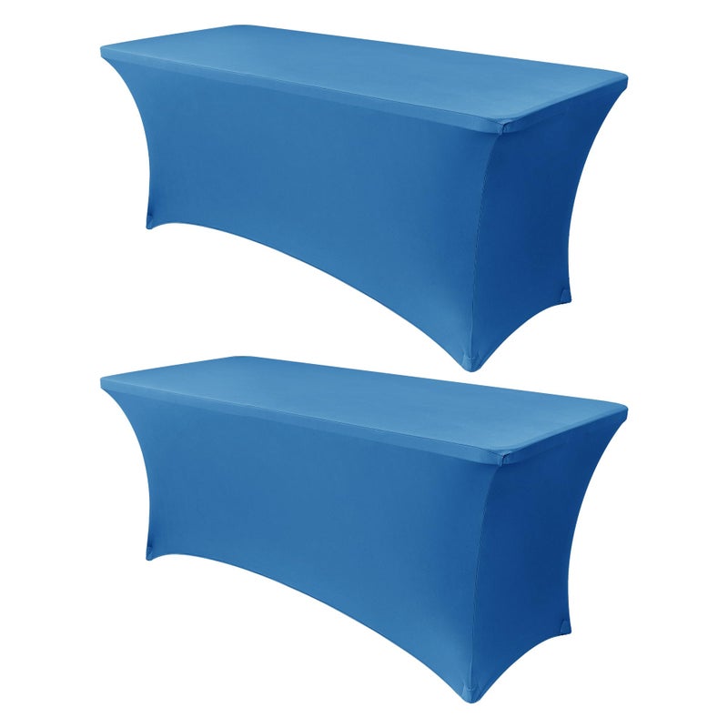 Obstal 6ft Stretch Spandex Table Cover for Standard Folding Tables 2 Pack Universal Rectangular Fitted Tablecloth Protector for Wedding Banquet and Party72L x 30W x 30H Inches Aqua 2pc - Image 2