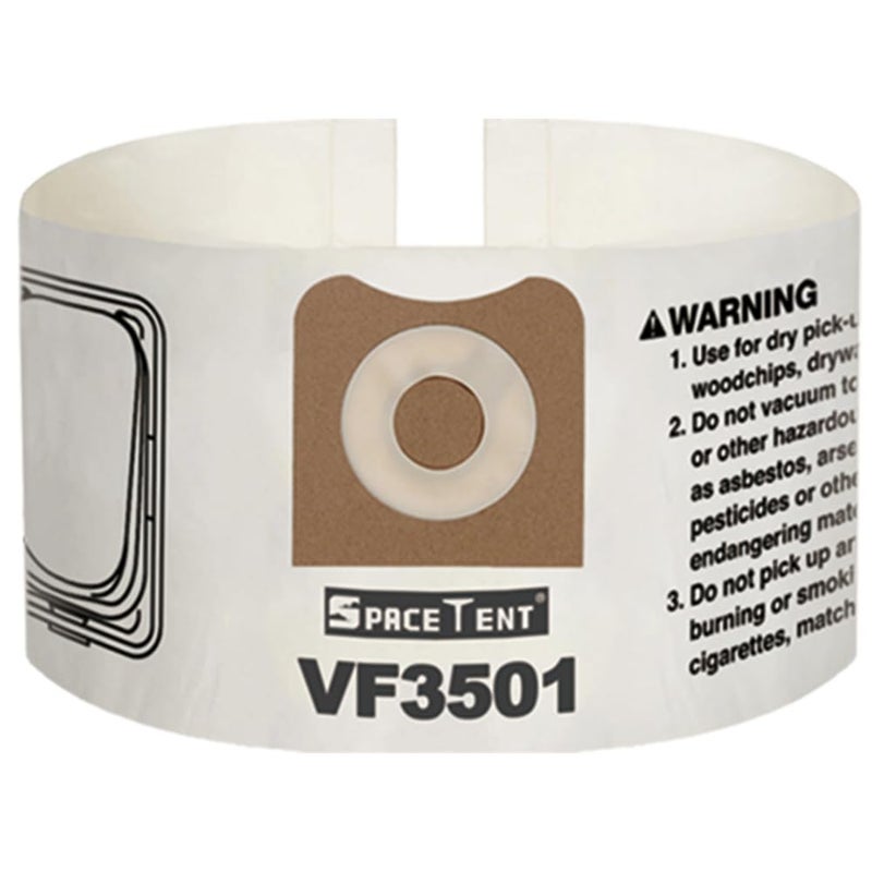 6 Pack VF3501 Replacement for Rigid Shop Vac Bags 4 Gallon Size C compatible with RIDGID 345 Gallon WetDry Vacuums High Efficiency Dust Filter Bags Part 23738 WS32045F