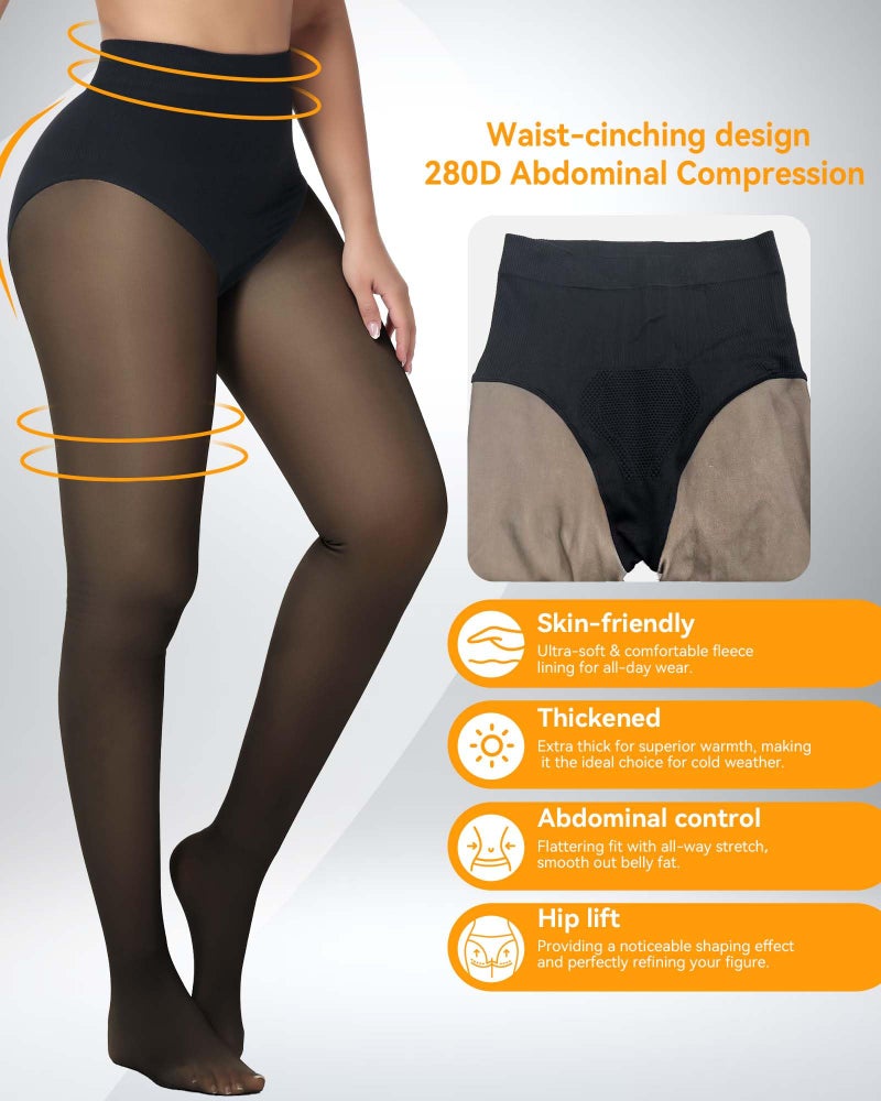 SHAPSHE Fleece Lined Leggings Women Fleece Lined Tights Pantyhose Winter Tights for Women Sheer Skin Colored Leggings Thermal Pantyhose Translucent Stockings - Image 3