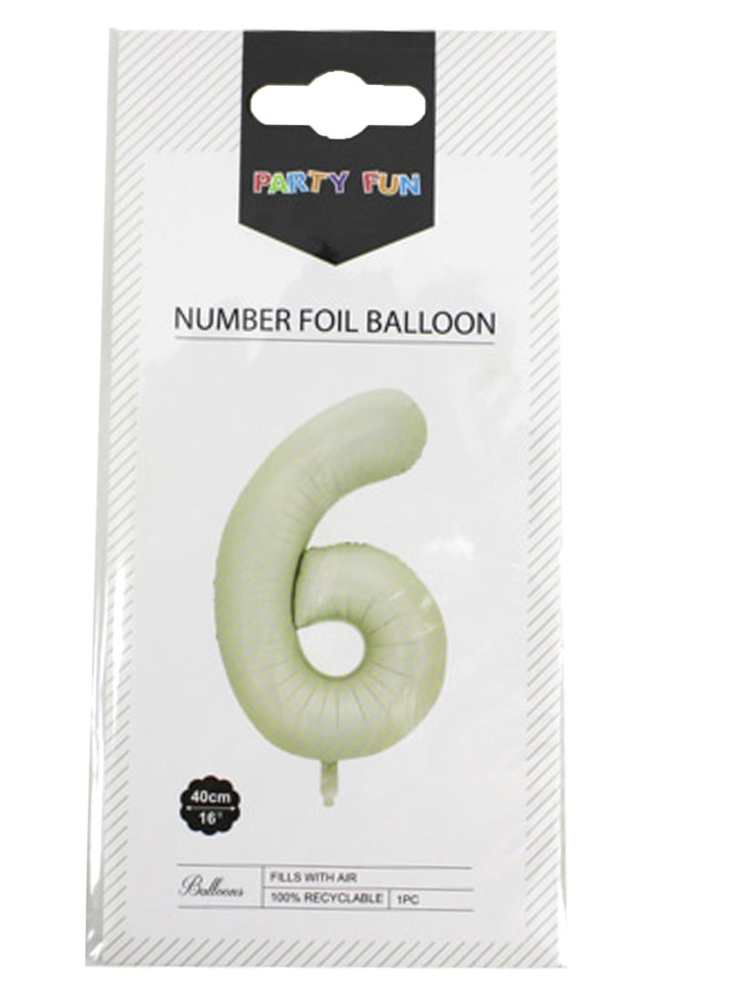بارتي فن بالون رقم رقائق معدنية 16 بوصة رقم 6 لون كريم - Image 2