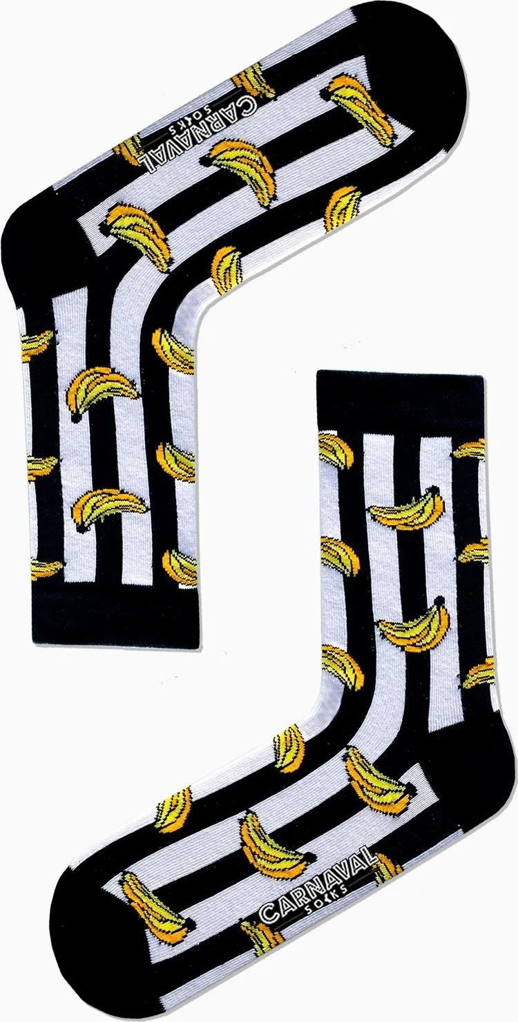 كارنافال سوكس Black Striped Banana Pattern Colorful Socks