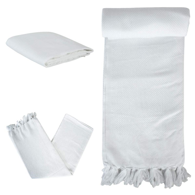 Strotam Cotton Bath Towel Large (Pack of 1, White) - Image 5