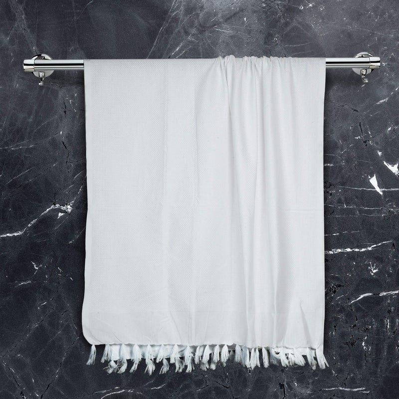 Strotam Cotton Bath Towel Large (Pack of 1, White) - Image 3