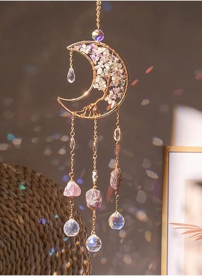 General Sun Catcher - Dreamsum Natural Crystal Hanging Stones Good Luck Charms Tree of Life Decor Suncatcher Indoor Window for Garden Home Office, Blessed Gift Ideas for Christmas Thanksgiving Birthday  - Image 1