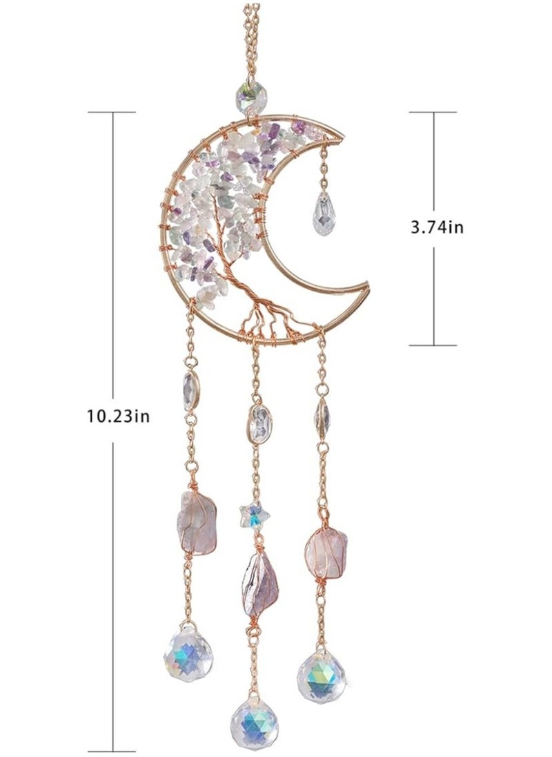 General Sun Catcher - Dreamsum Natural Crystal Hanging Stones Good Luck Charms Tree of Life Decor Suncatcher Indoor Window for Garden Home Office, Blessed Gift Ideas for Christmas Thanksgiving Birthday  - Image 5