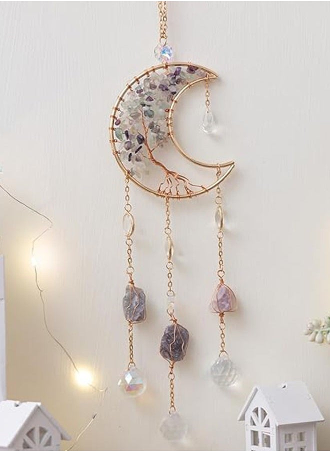 General Sun Catcher - Dreamsum Natural Crystal Hanging Stones Good Luck Charms Tree of Life Decor Suncatcher Indoor Window for Garden Home Office, Blessed Gift Ideas for Christmas Thanksgiving Birthday  - Image 3
