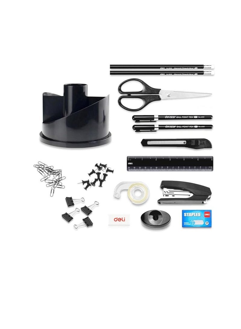 Deli منظم مكتب دوار مع مجموعة ملحقات - Image 3