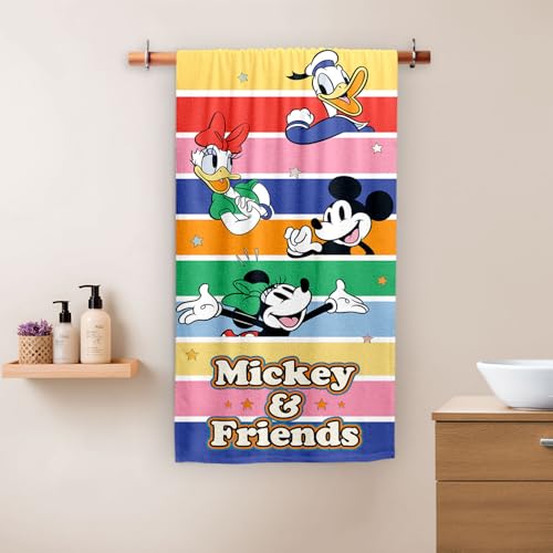 Sassoon Mickey Mouse Bath Towel, Cotton, Gentle, Super Absorbant, Easy Care, Long Lasting, Cartoon Theme, Small Bath Towel for Kids 55X110 cm - Image 1