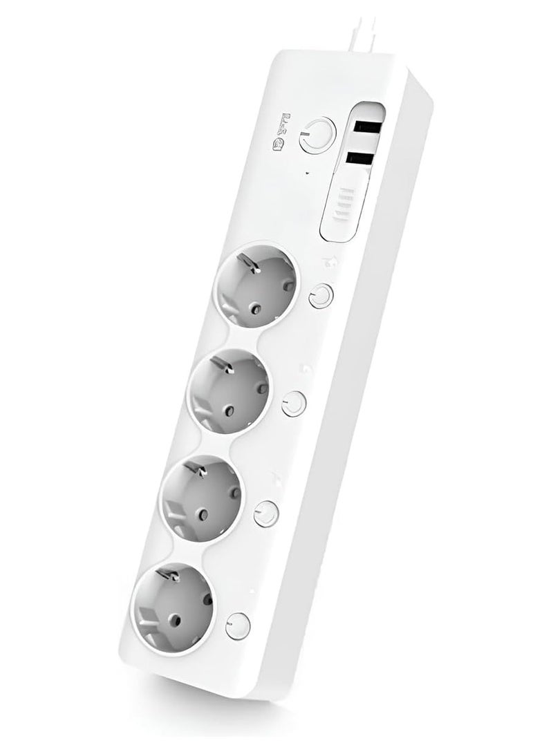 شريط طاقة ذكي مع جهاز تحكم عن بُعد – حماية من الاستهلاك الزائد للأجهزة مثل الكمبيوتر والتلفزيون – لون أسود - Image 1