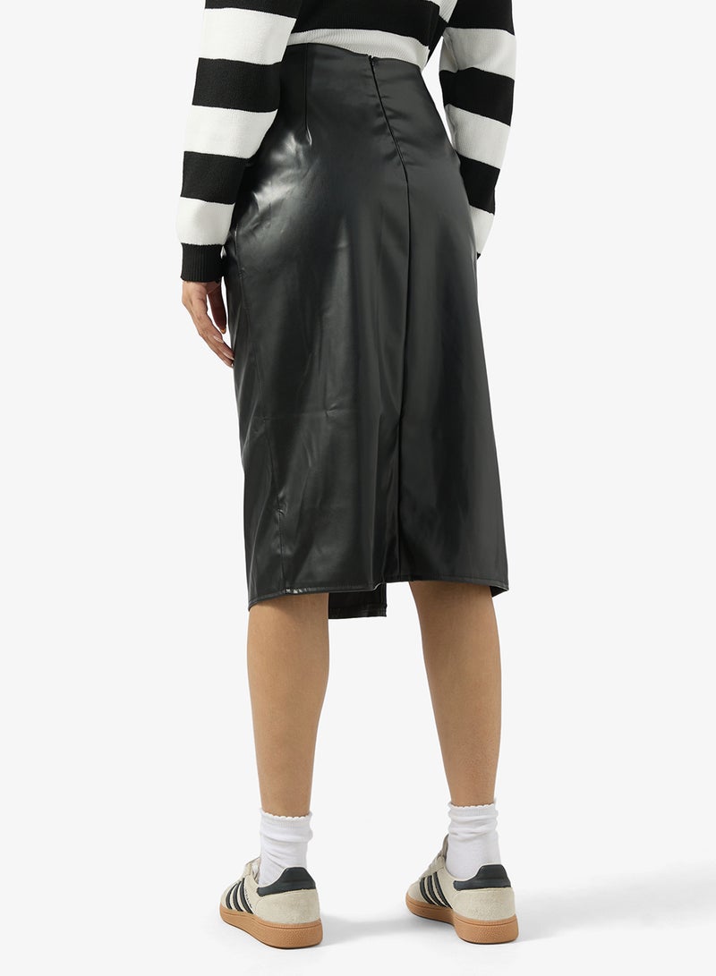 جينجر تنورة ميدي جلد بفتحة - Image 3