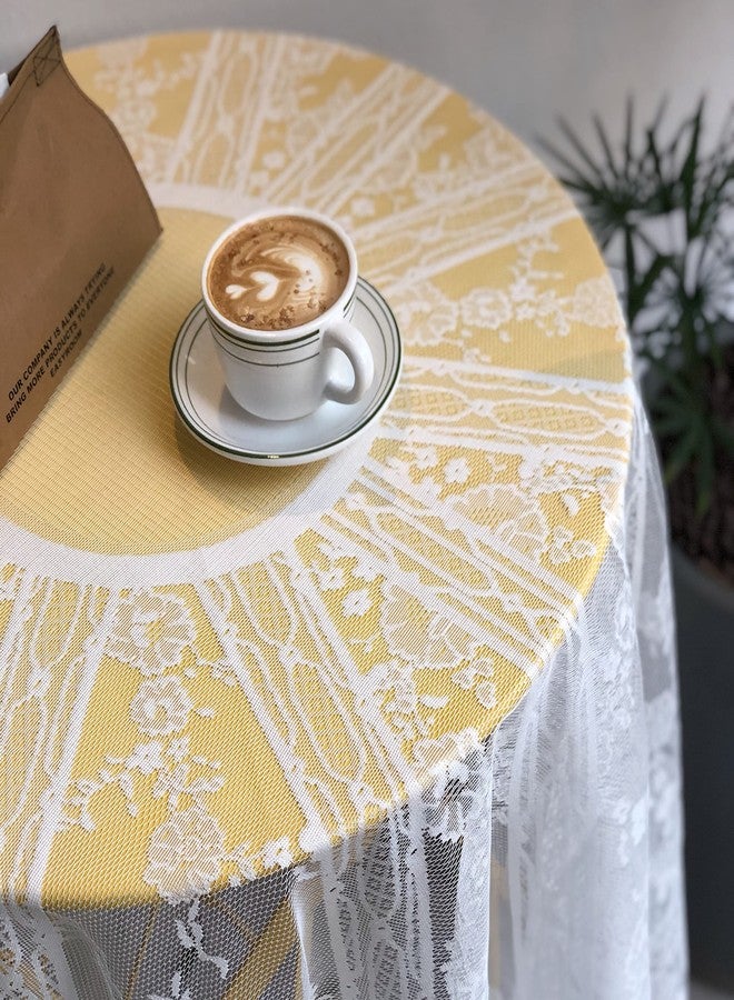 VIRFONOR Gorgeous Round Lace Tablecloth,Vintage Floral Embroidered Table Cloths, Chic Round Table Cover for Wedding Banquet HolidayDinner Tables 60INCH (White) - Image 5