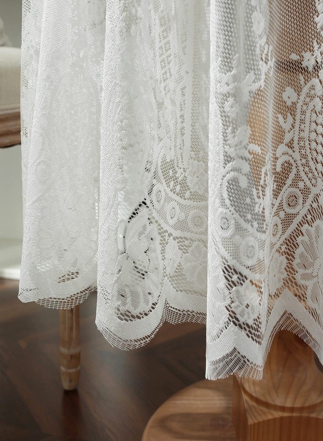 VIRFONOR Gorgeous Round Lace Tablecloth,Vintage Floral Embroidered Table Cloths, Chic Round Table Cover for Wedding Banquet HolidayDinner Tables 60INCH (White) - Image 3