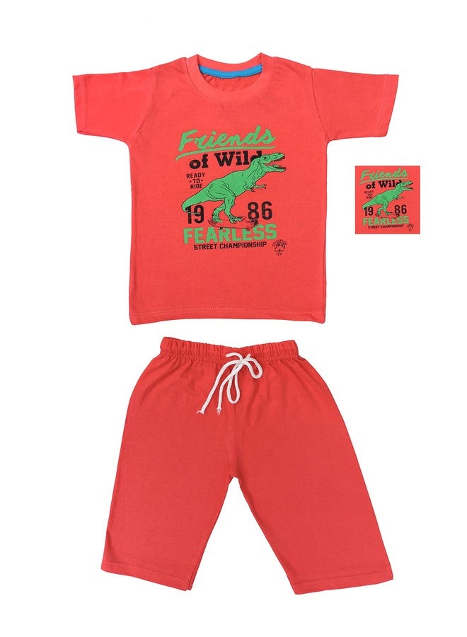 Kiddos Boys Roundneck T-shirt Shorts 3/4 Set Combo Pack Of 5 (2-3 YEARS) - Image 2