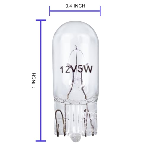 Diximus 194 Bulb License Plate and Landscape Light Bulbs W5W 12V 5W for Tag Light, Side Marker, Trunk, Brake, Map Light Bulb - T5, T10 Wedge Base Low Voltage Landscape Lighting Bulbs - Long Life 10 Pack - Image 3