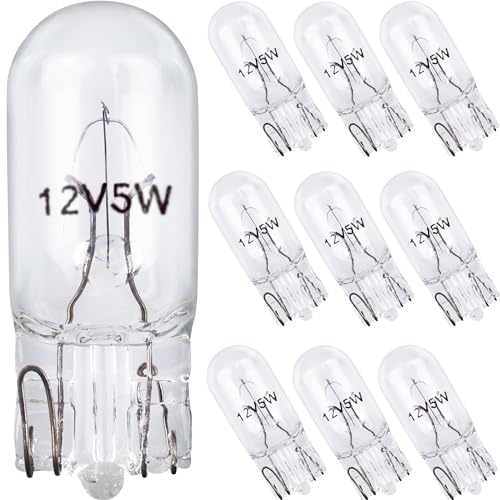 Diximus 194 Bulb License Plate and Landscape Light Bulbs W5W 12V 5W for Tag Light, Side Marker, Trunk, Brake, Map Light Bulb - T5, T10 Wedge Base Low Voltage Landscape Lighting Bulbs - Long Life 10 Pack - Image 1