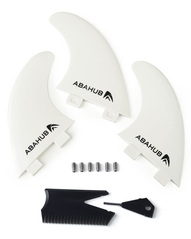 Abahub Surfboard Thruster Fins Set Compatible with FCS Style Fin Box Fiberglass Reinforced G5 Surf Fins for Surf Boards Surfing Longboard Shortboard Comes with Screws Wax Comb and Key White - Image 2