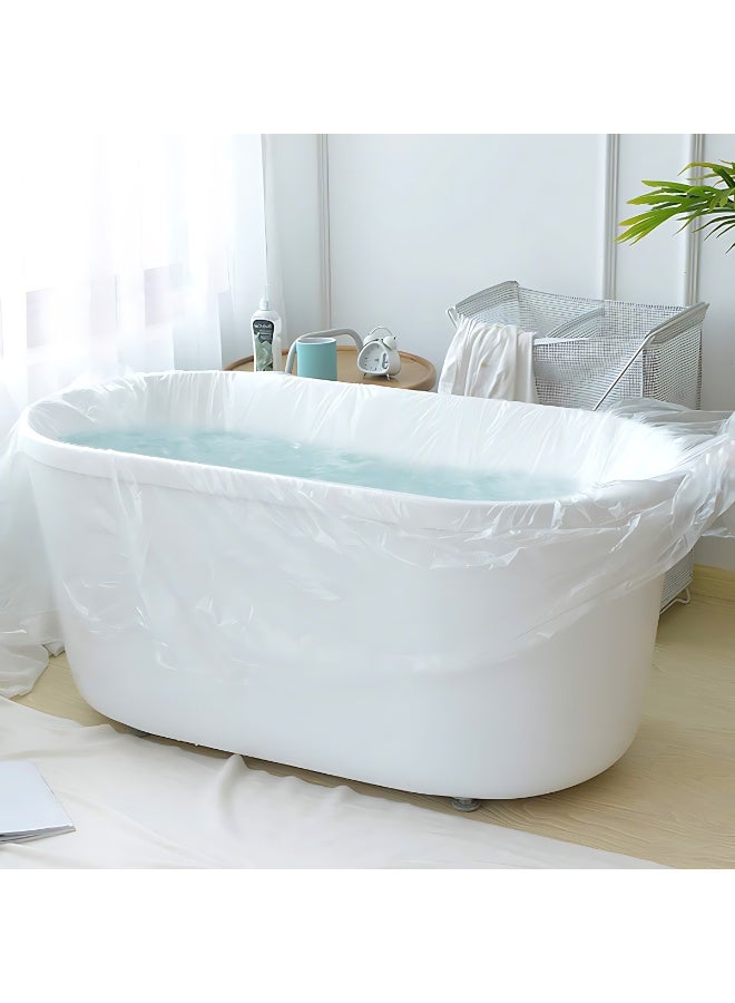 صن سباير 10 عبوات من بطانة غطاء حوض الاستحمام القابل للتصرف مع كيس بلاستيكي كبير لحوض الاستحمام للصالون والمنزل والسفر وحوض الاستحمام (260 × 120 سم) - Image 2