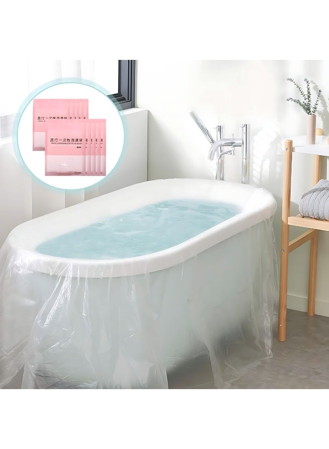 صن سباير 10 عبوات من بطانة غطاء حوض الاستحمام القابل للتصرف مع كيس بلاستيكي كبير لحوض الاستحمام للصالون والمنزل والسفر وحوض الاستحمام (260 × 120 سم) - Image 1