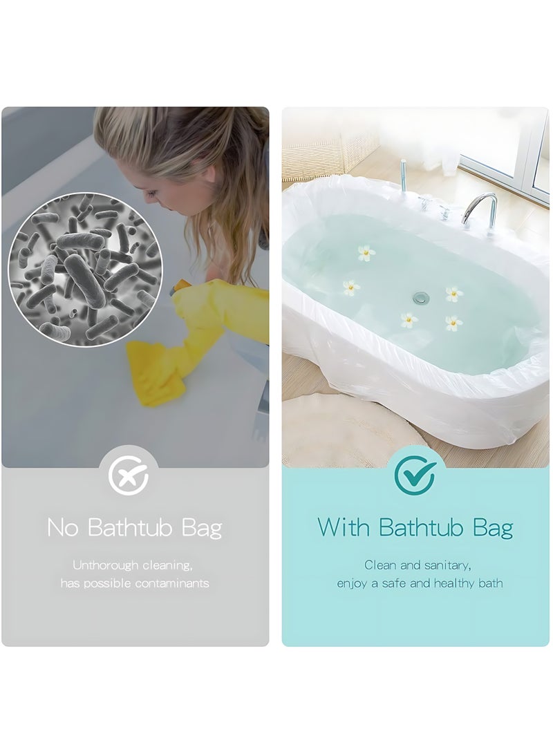 صن سباير 10 عبوات من بطانة غطاء حوض الاستحمام القابل للتصرف مع كيس بلاستيكي كبير لحوض الاستحمام للصالون والمنزل والسفر وحوض الاستحمام (260 × 120 سم) - Image 3