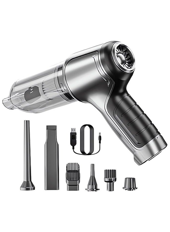 إيروريكس منفضة هواء، منفاخ هواء كهربائي 19000 باسكال، منفاخ هواء محمول 120 وات 35500 دورة في الدقيقة، منفاخ هواء محمول 2 في 1 4000 مللي أمبير في الساعة مع 5 ملحقات فوهات، للشحن السريع للوحة مفاتيح الكمبيوتر - Image 1