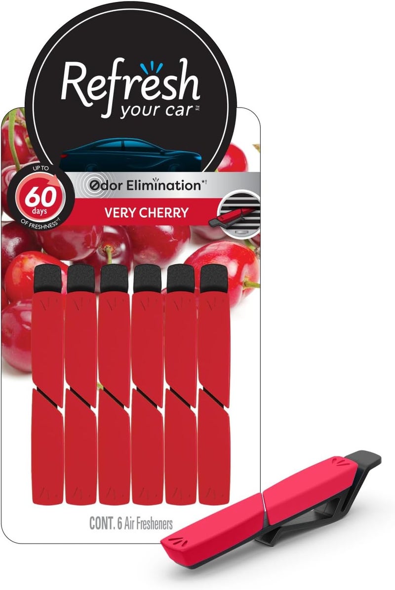 RefreshYourCar REFRESH YOUR CAR ODOR ELIMINATOR CLIP, FREE CHERRY SCENT, 6 COUNT - Image 1