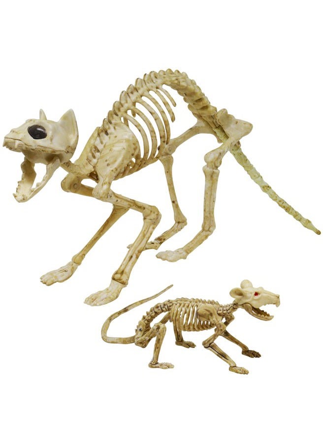 Mekbok Skeleton Cat and Rat Skeleton for Halloween Decorations, Skeleton Animal Yard Decor and Reaper Bones Animals - Image 1