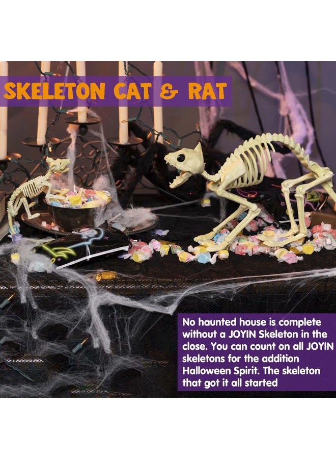 Mekbok Skeleton Cat and Rat Skeleton for Halloween Decorations, Skeleton Animal Yard Decor and Reaper Bones Animals - Image 2
