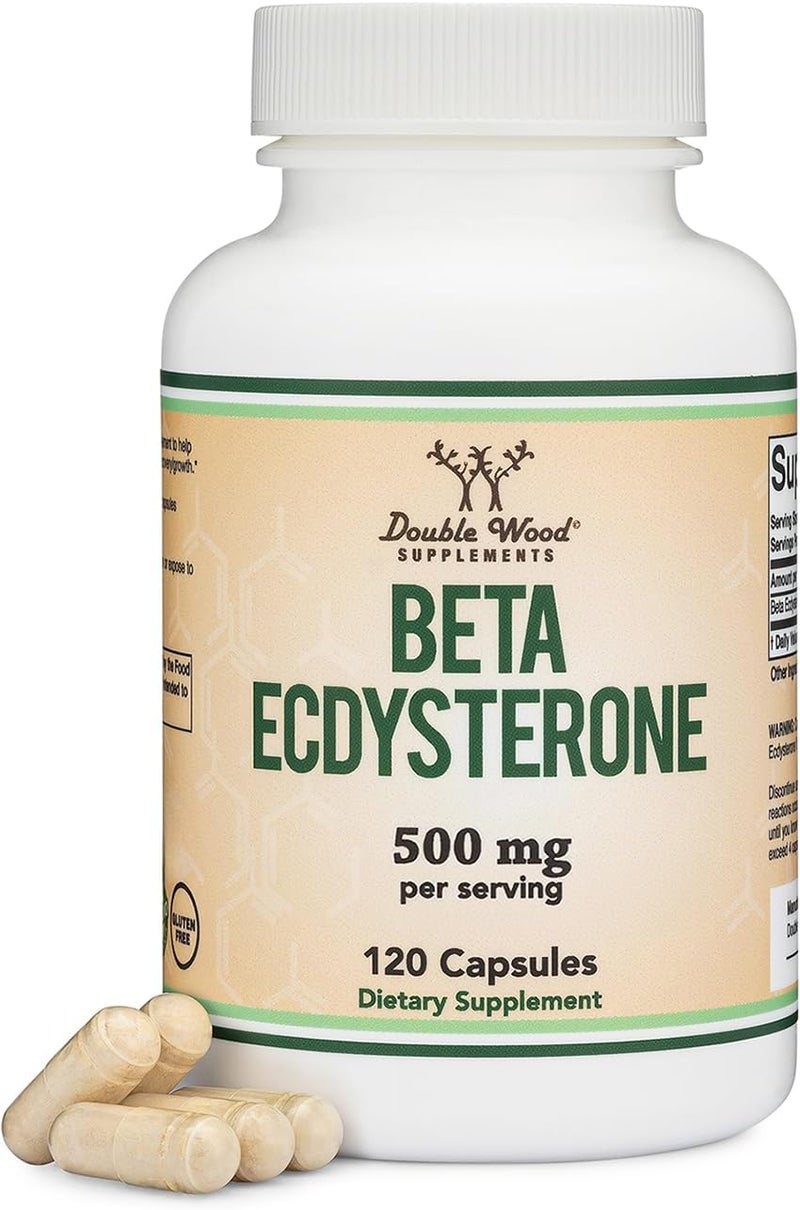 Double Wood Supplements Beta Ecdysterone Supplement  500mg Per Serving 120 Capsules 60 Servings Powerful Plant Anabolic to Support Mens Health NonGMO and Gluten Free by Double Wood - Image 1